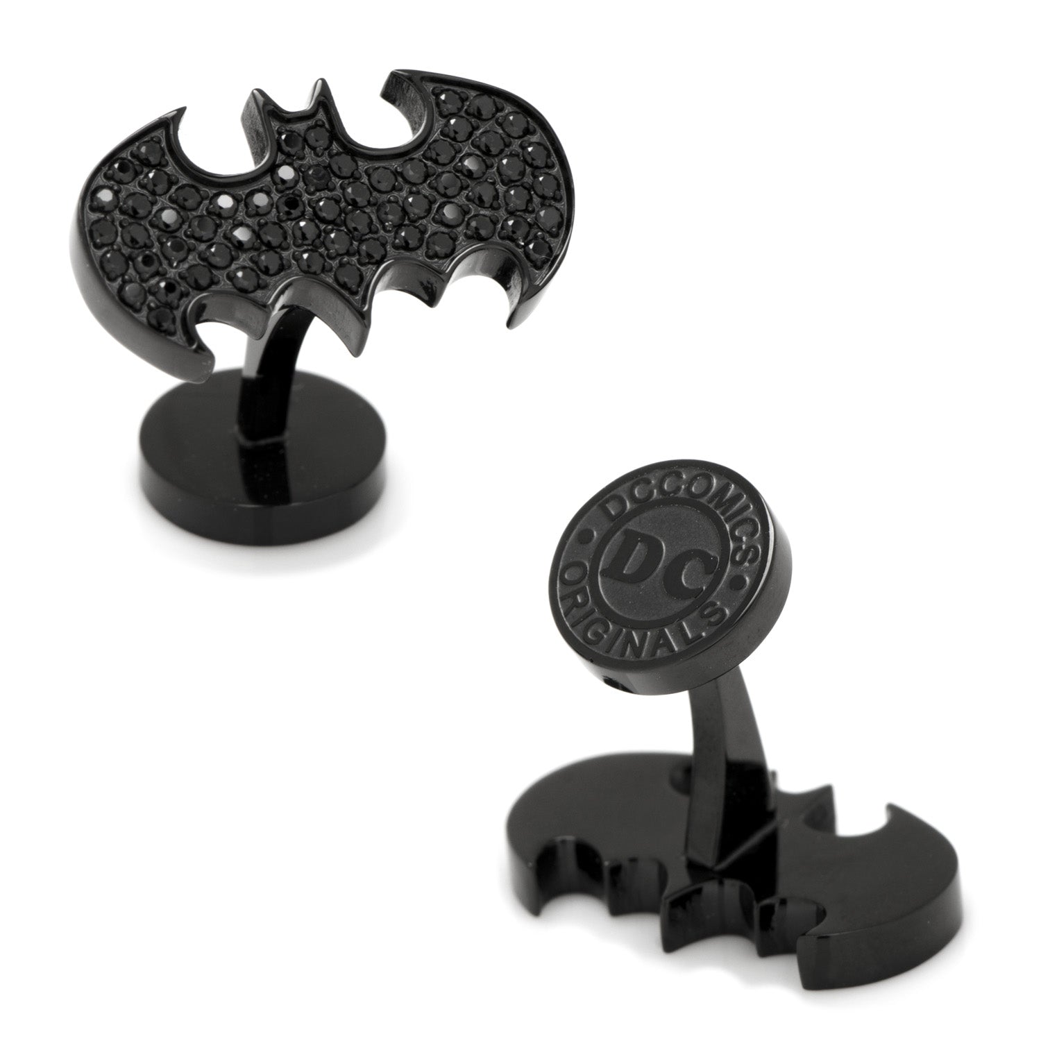 DC Batman Stainless Steel Black Pave Crystal Cufflinks - My Men's Shop