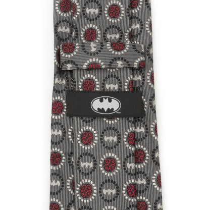 DC Batman Medallion Symbol Charcoal Silk Men's Tie - My Men's Shop