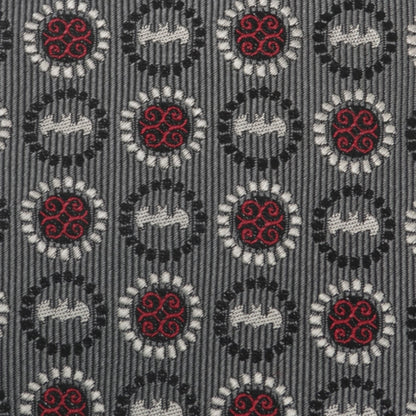 DC Batman Medallion Symbol Charcoal Silk Men's Tie - My Men's Shop