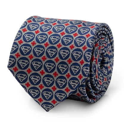 DC Superman Shield Motif Gray Men's Tie