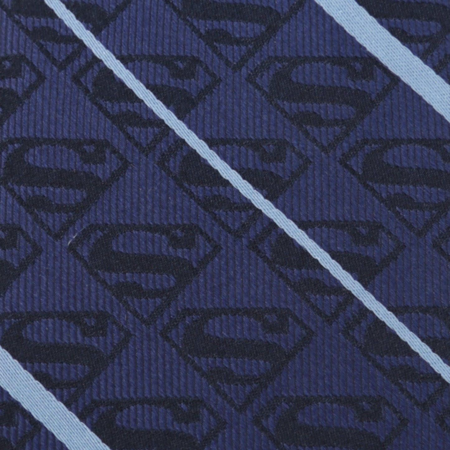 DC Superman Stripe Pattern Blue Silk Men's Tie