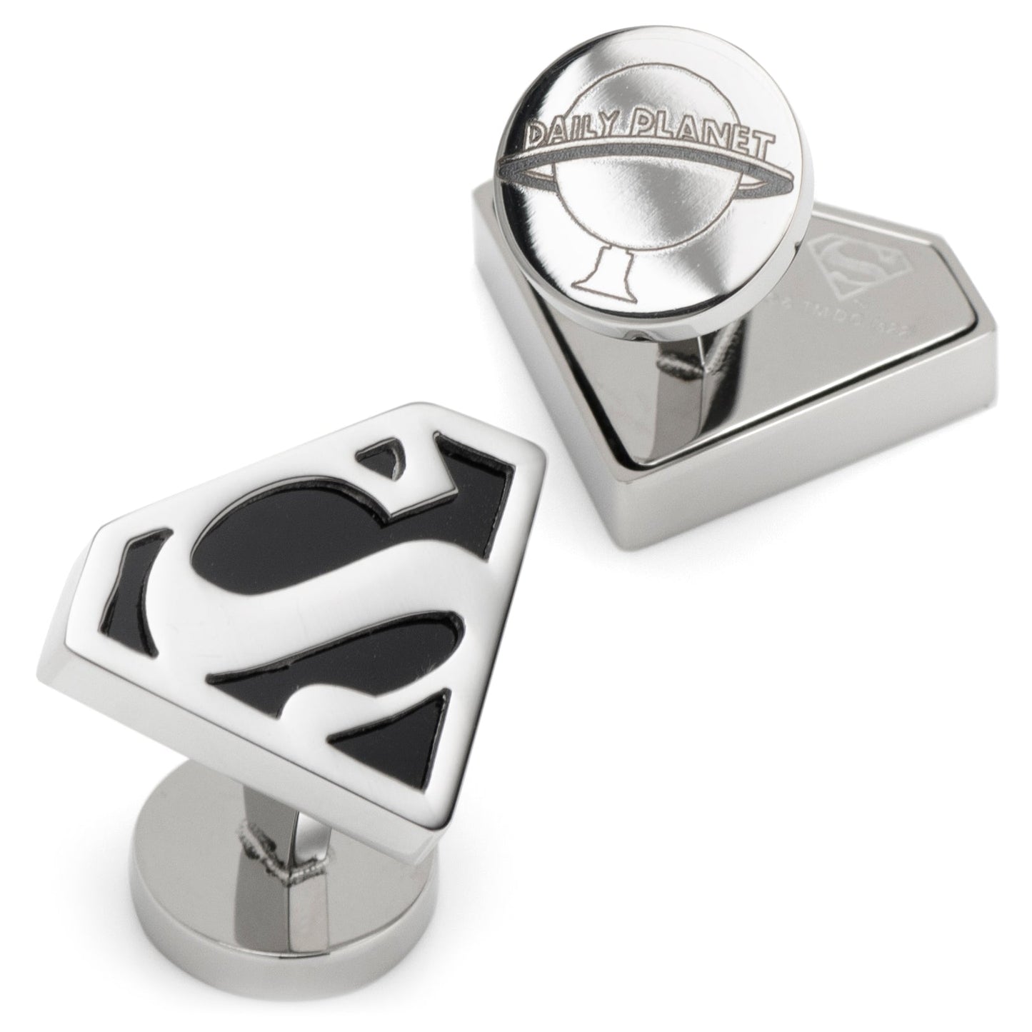 Gemelos de acero inoxidable Superman DC con ónice negro
