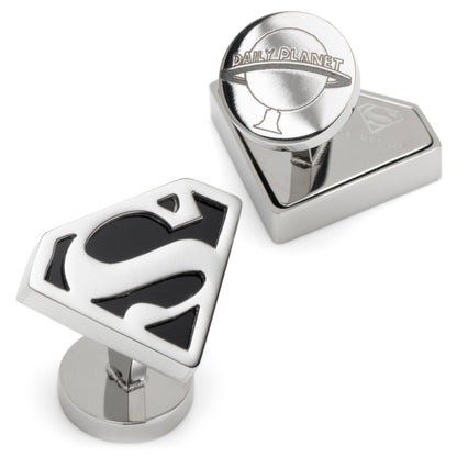 Gemelos de acero inoxidable Superman DC con ónice negro
