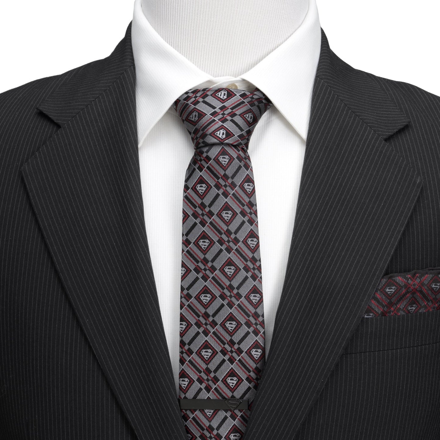 DC Superman Geometric Gray Silk Men's Tie