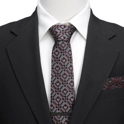 DC Superman Geometric Gray Silk Men's Tie