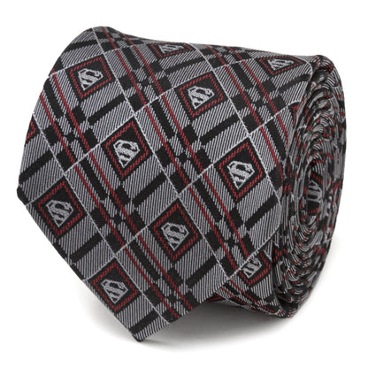 DC Superman Geometric Gray Silk Men's Tie