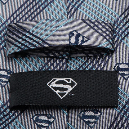 DC Superman Gray Plaid Tie