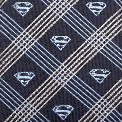 DC Superman Shield Navy Plaid Mens Tie