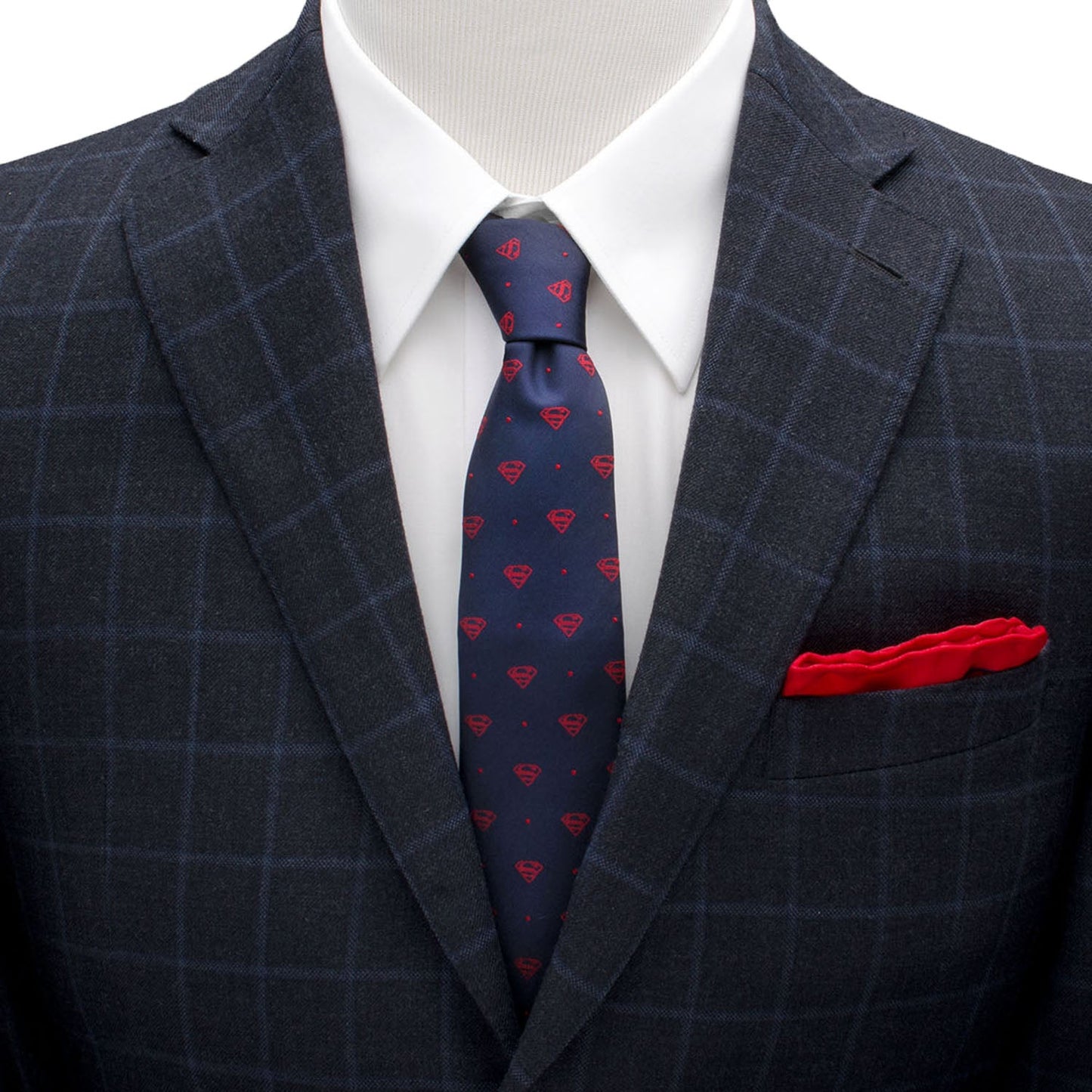 DC Superman Shield Navy and Red Dot Tie
