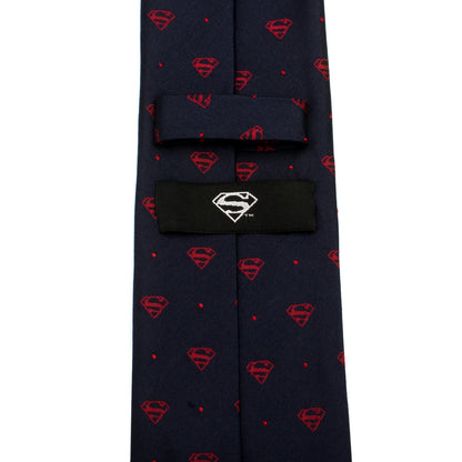 DC Superman Shield Navy and Red Dot Tie