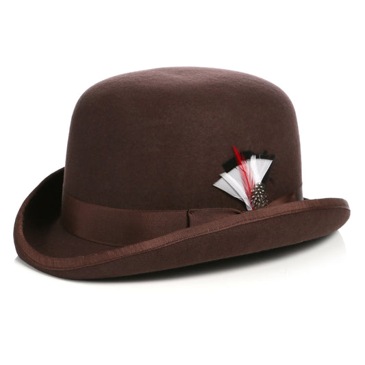Ferrecci Premium Wool Chocolate Brown Derby Bowler Hat