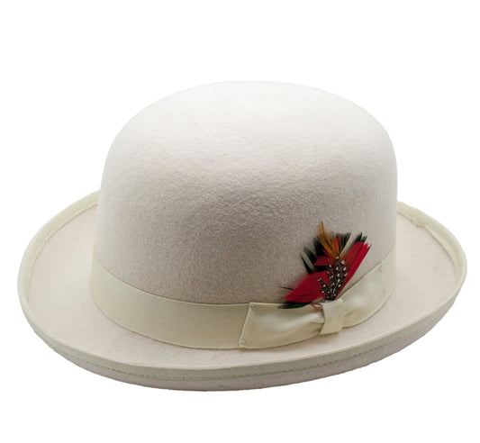 Ferrecci Premium Wool Off-White Derby Bowler Hat