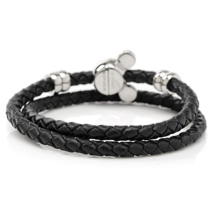 Disney Mickey Silhouette Black Double Wrapped Leather Bracelet