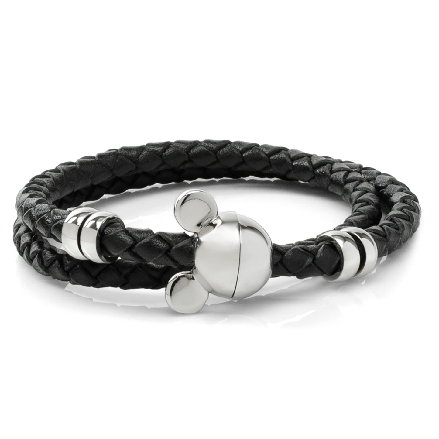 Disney Mickey Silhouette Black Double Wrapped Leather Bracelet