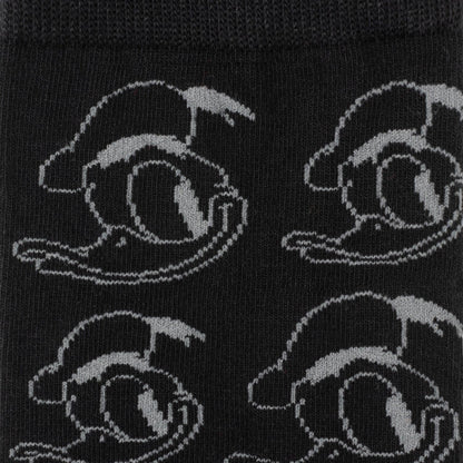 Disney Donald Duck Patterned Black Socks and Mickey Mouse Blue Lapel Pin Gift Set