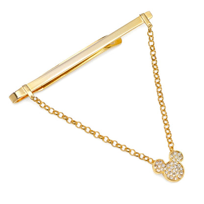 Disney Mickey Mouse Gold Crystal Chain Tie Bar