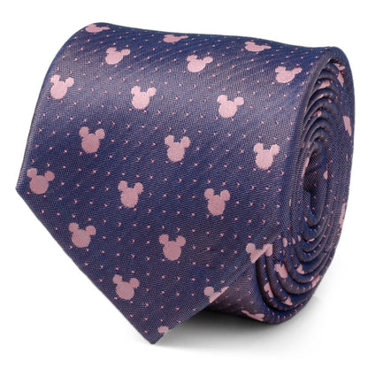 Disney Mickey Mouse Purple and Pink Dot Silhouette Tie