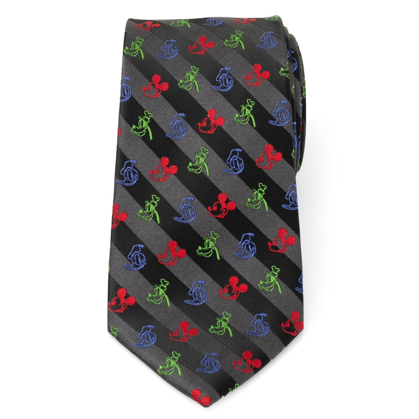 Disney Mickey and Friends Multi Black Stripe Men's Tie