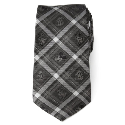 Disney Mickey and Friends Charcoal Plaid Men's Tie