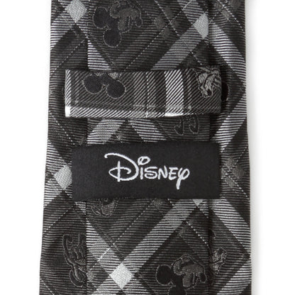 Corbata de hombre Disney Mickey y sus amigos, a cuadros, color carbón