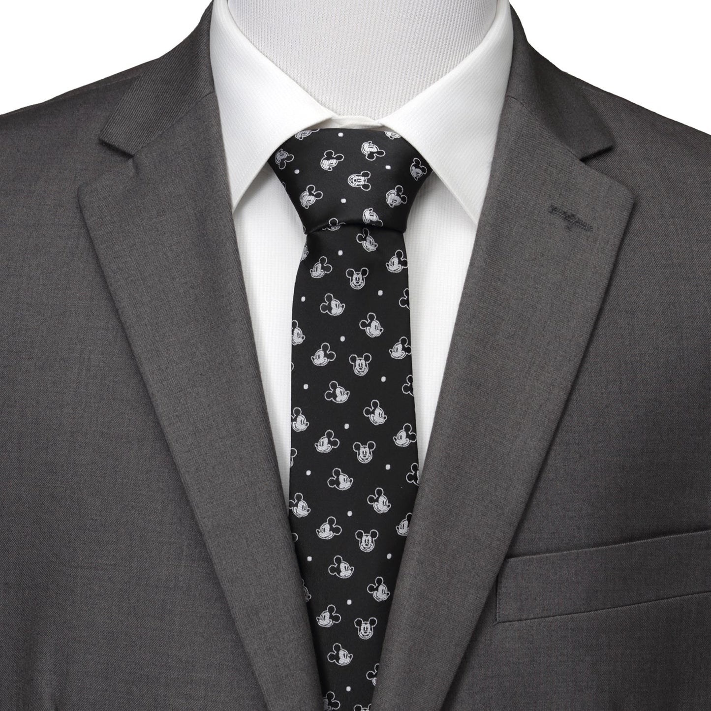Corbata de hombre con diseño de puntos negros de Mickey Mouse de Disney