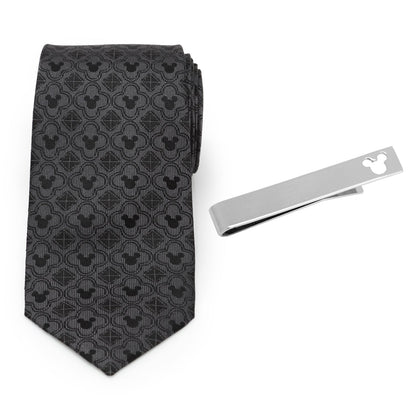 Disney Mickey Mouse Black Necktie and Tie Bar Gift Set