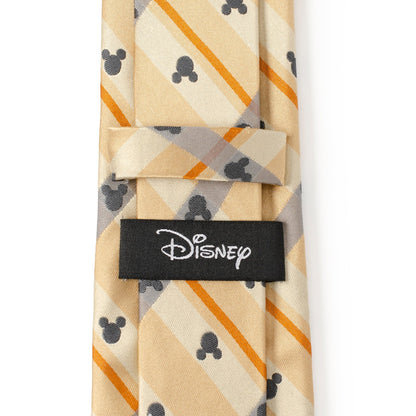 Disney Mickey Mouse Silhouette Tan Plaid Tie