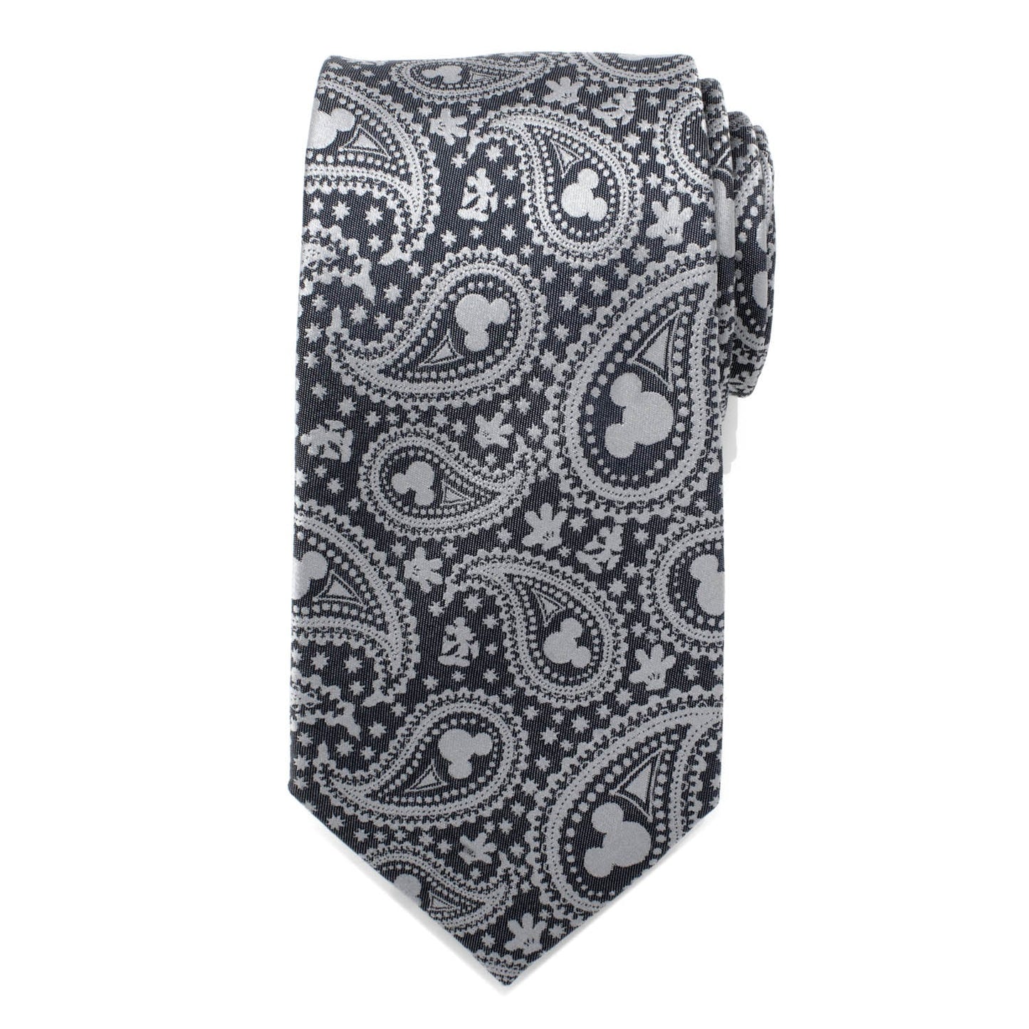 Corbata de hombre gris con estampado de cachemir de Mickey Mouse de Disney