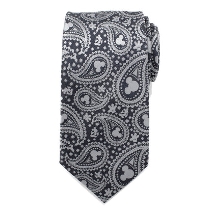 Corbata de hombre gris con estampado de cachemir de Mickey Mouse de Disney