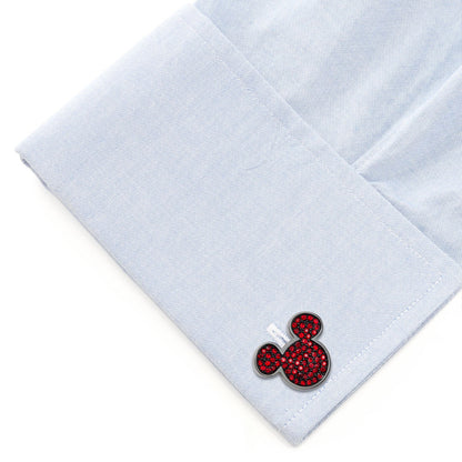 Disney Mickey Mouse Maroon Crystal Cufflinks