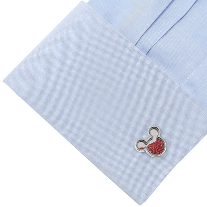 Disney Mickey Mouse Silhouette Red Caviar Bead Cufflinks