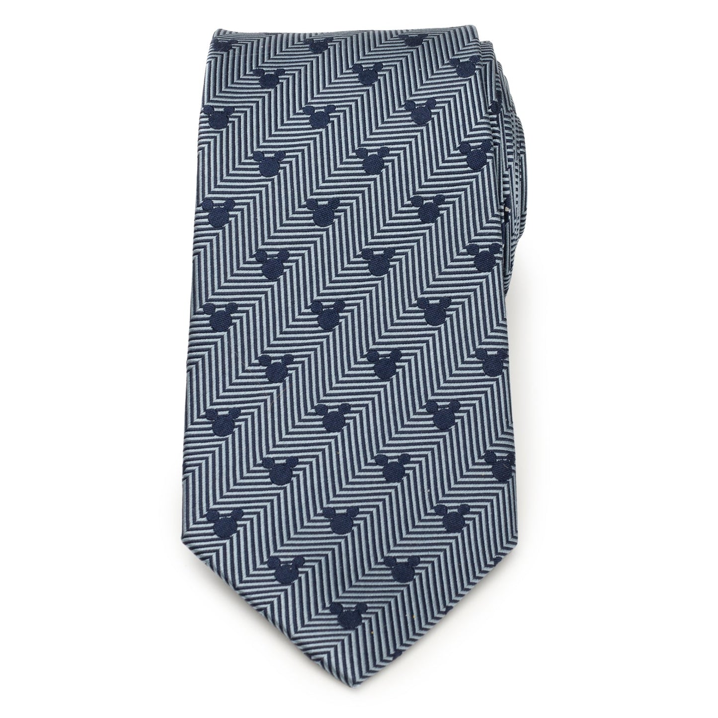 Disney Mickey Mouse Silhouette Blue Herringbone Men's Tie