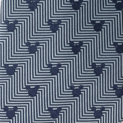 Disney Mickey Mouse Silhouette Blue Herringbone Men's Tie
