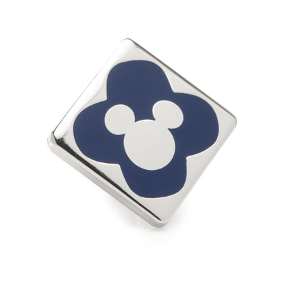 Disney Mickey Mouse Stripe Gray Sock and Mickey Blue Lapel Pin Gift Set