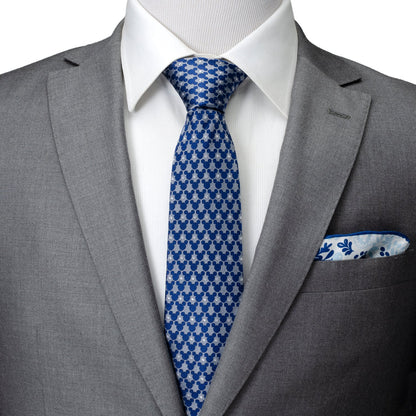 Corbata azul con patrón de puntos y silueta de Mickey Mouse de Disney