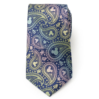 Disney Mickey Mouse Silhouette Iridescent Paisley Navy Tie