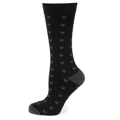 Disney Mickey Mouse Silhouette Motif Black Sock and Mickey Blue Lapel Pin Gift Set