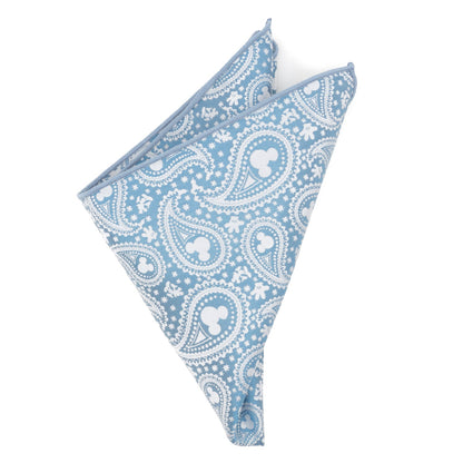 Disney Mickey Mouse Teal Paisley Necktie and Pocket Square Gift Set