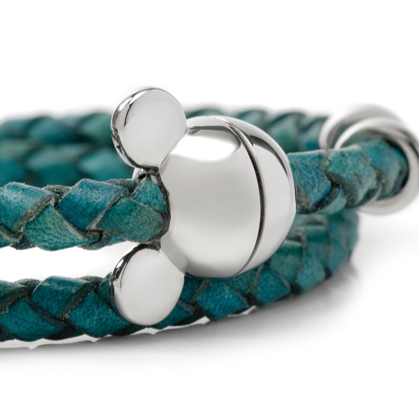 Pulsera de cuero en color verde azulado con silueta de Mickey Mouse de Disney