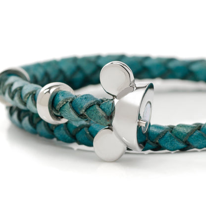 Pulsera de cuero en color verde azulado con silueta de Mickey Mouse de Disney