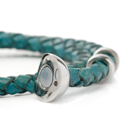 Pulsera de cuero en color verde azulado con silueta de Mickey Mouse de Disney