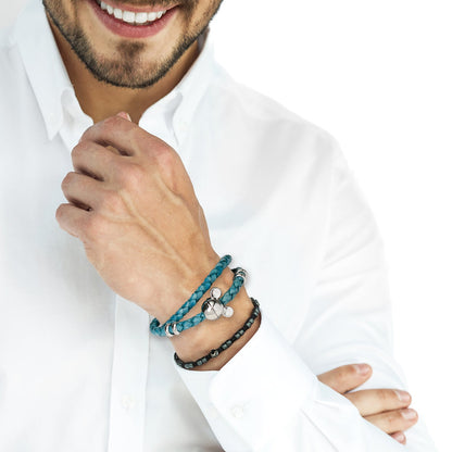 Pulsera de cuero en color verde azulado con silueta de Mickey Mouse de Disney