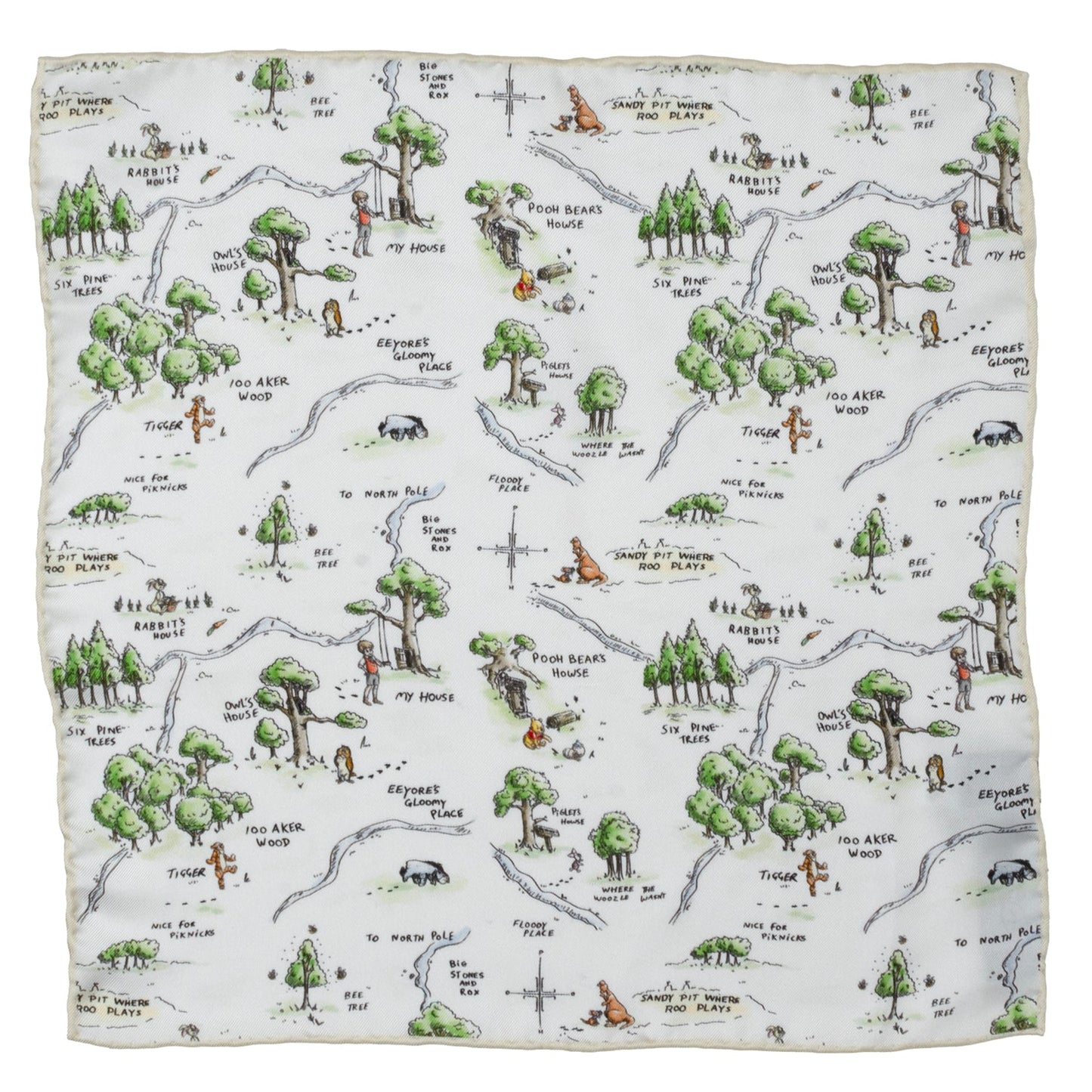 Disney Winnie the Pooh Map Pocket Square