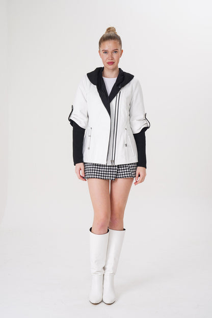 The Hudson White Leather Women Jacket