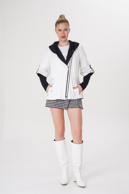 The Hudson White Leather Women Jacket