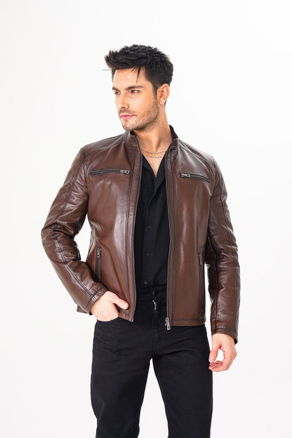 The Falcon Brown Smooth Leather Jacket