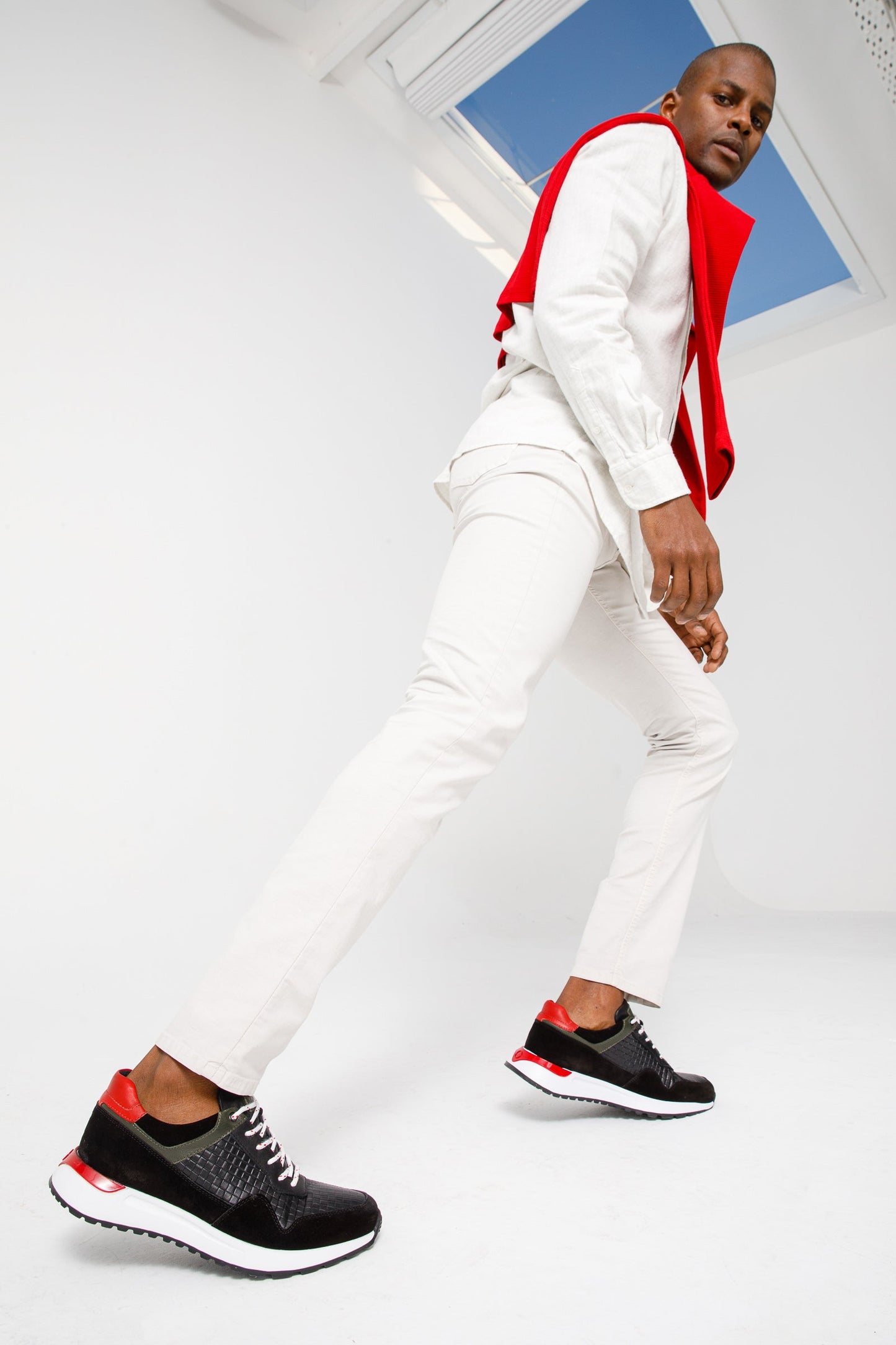 The Rakka Black & Red Leather Men Sneaker Final Sale!