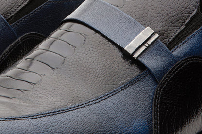 The Kazablanka Navy Leather Bit Loafer Men  Shoe