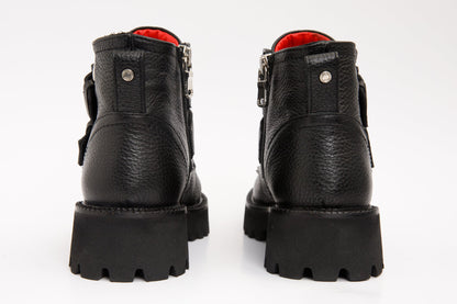 The Harry Black Leather Double Monk  Ankle Women  Boot Final Sale!