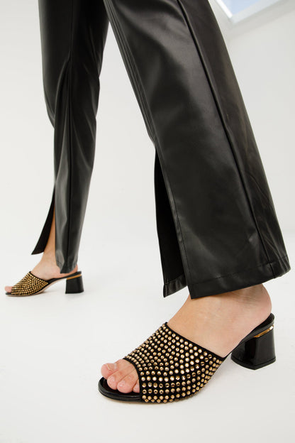 The Ailano Gold Glitter Leather Women Sandal